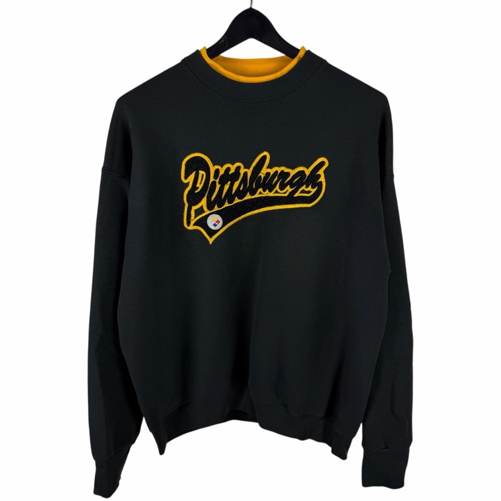 Vintage 90s Pittsburgh Steelers Script Logo NFL Pullover Sweatshirt Size L